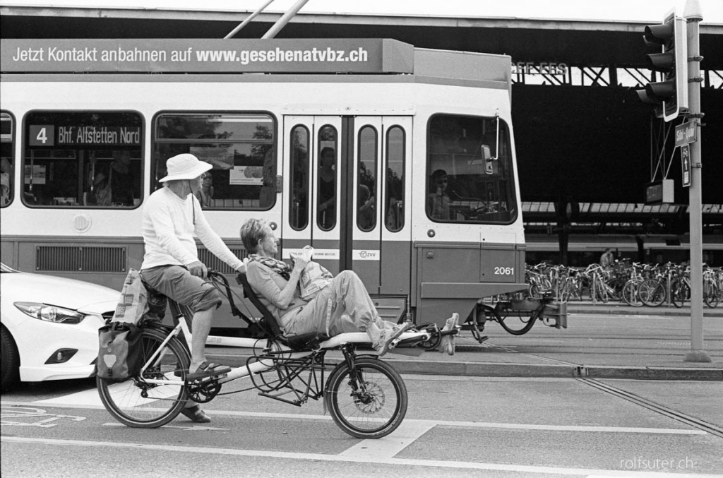 Cycle taxi and Tram in Zürich