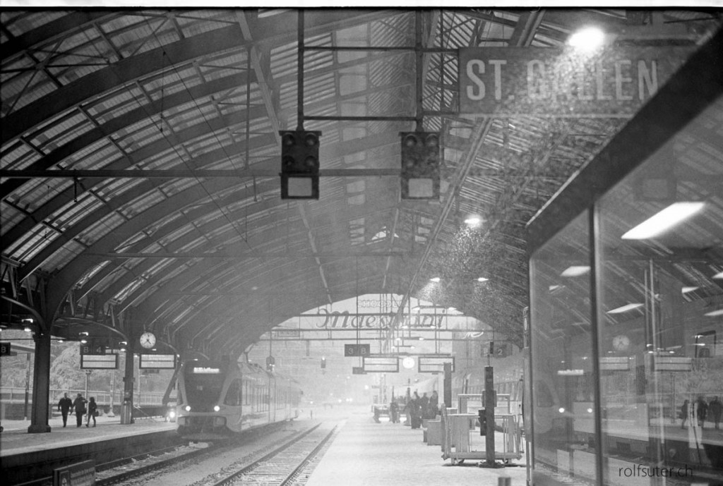 Snow in the train station St. gallen