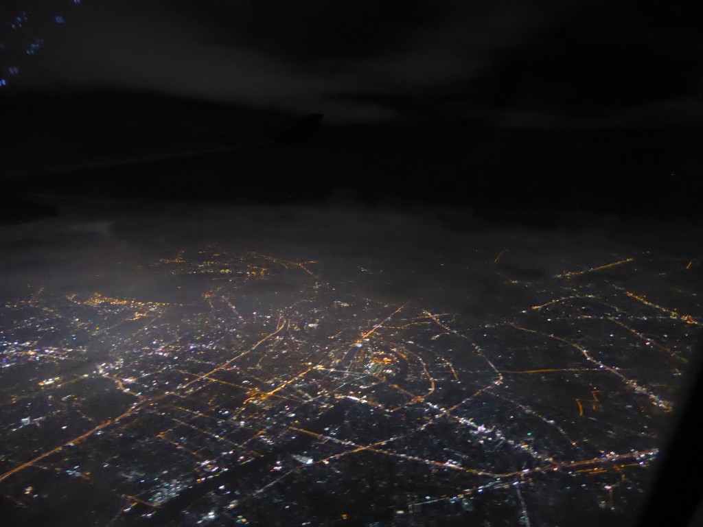 Flying over Bangkok by night